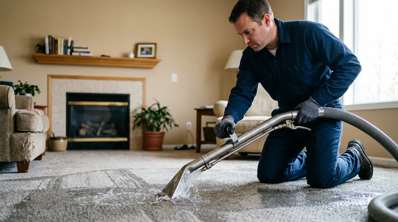 Water damage restoration technician working near Newfoundland, NJ